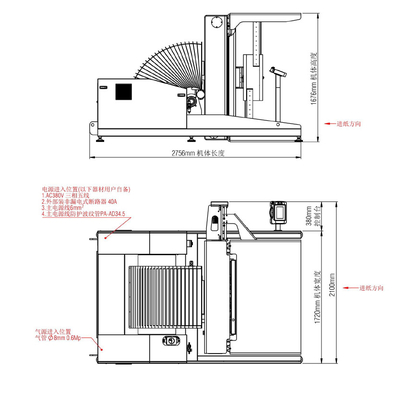 Máquina viradora de pilha 1650*1200mm 60KPA torneamento e acabamento de papel